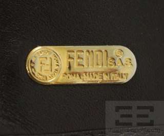 Fendi Vintage Black Striped Coated Canvas & Leather Trim Coin Purse 