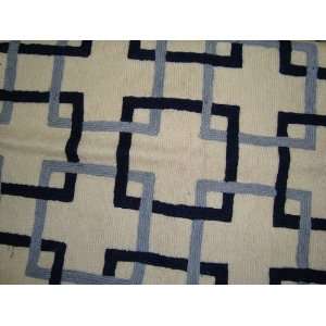 Crewel Pillow Interlaced Squares Bright Blues on Black Cotton D (20X20 