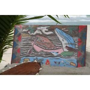  HAWAIIAN SCENE PAINTED STORYBOARD 20 X 15   WOODEN 