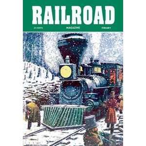  Railroad Magazine Through the Snow, 1952   12x18 Framed 