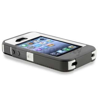   White/Grey Case Cover w/ Clip+PRIVACY FILTER for iPhone 4 G 4S  