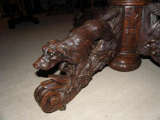 French Hunt Table Wild Boar, Deer, Hunting Dog and Fox  