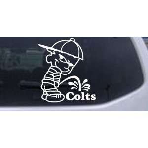  White 14in X 13.5in    Pee On Colts Car Window Wall Laptop 