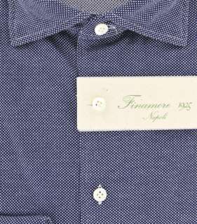 New $375 Finamore Napoli Navy Blue Shirt 15.75/40  