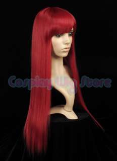 FAIRY TAIL ERZA Long Straight Dark Red Cosplay Wig  