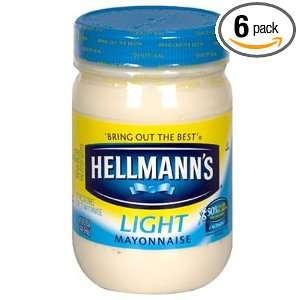 Hellmanns Light Mayonnaise, 15 Ounce (Pack of 6)  Grocery 