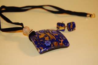 Blue Set NECKLACE and EARRINGS JEWEL in MURANO glass  