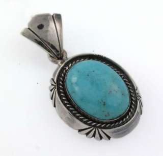 Oval Blue Turquoise Stone 925 Sterling Silver Pendant  