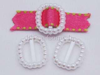 50 pieces of mini acrylic pearl beaedd buckle/ribbon slider. These 