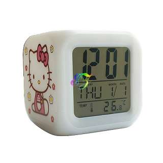 Hello Kitty Grow LED Light Alarm Thermometer Loud Clock  
