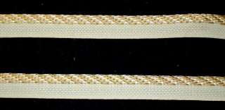 Gold & White Corded Fabric Trim Hem 1/2wide  5 YARDS  