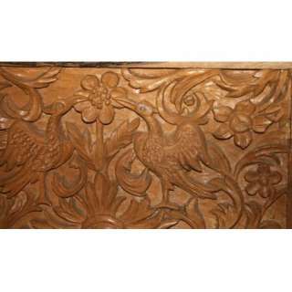 VINTAGE BULGARIAN HAND CARVING WOOD BIRDS FLORAL WALL HANGING PLAQUE 