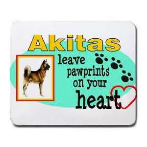  Akitas Leave Paw Prints on your Heart Mousepad Office 