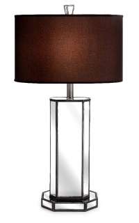This mirroredtable lamp with a brown cloth shade is a great way to 
