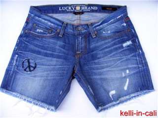 LUCKY BRAND AMERICAN FLAG PEACE LOVE Patch RILEY SHORTS  
