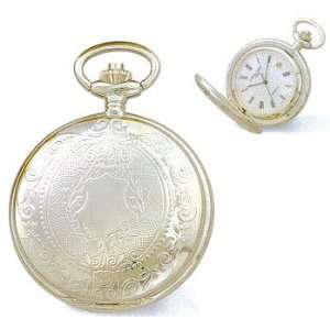     Chrome Plated White Dial Black Roman Numerals 3 Hands Pocket Watch