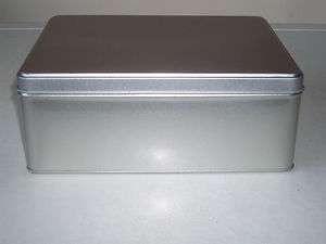 Rectangular Cake Biscuit Tin 195 x 153 x 76mm with Hinged Step Lid
