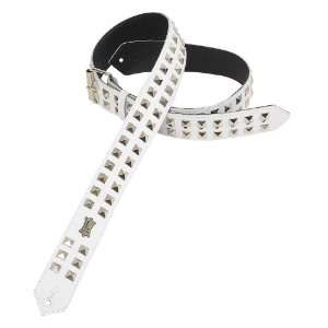   Leather Guitar Strap with Metal Studs,White Musical Instruments