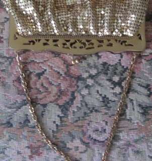NIB Vintage 1930s NUMBERED Whiting & Davis GOLD MESH Purse w Cut Out 