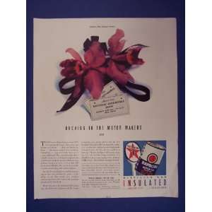Texaco Havoline motor oil, 1938 print ad. Orchids to the motor makers 