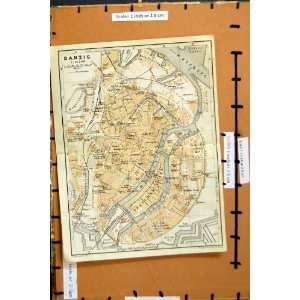   Map 1914 Germany Street Plan Danzig Weichsel Mottlau