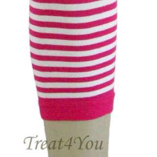 Brand New Pink White Striped Capri Style Leggings Footless Tights