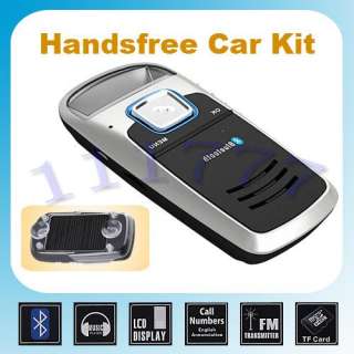 Solar Powered Bluetooth Cell Phone Car Kit Handsfree FM  