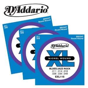  DAddario EXL115 3 Pack Guitar Strings Musical Instruments
