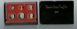 1980 US MINT PROOF 6 COIN SET ORIGINAL BOX  