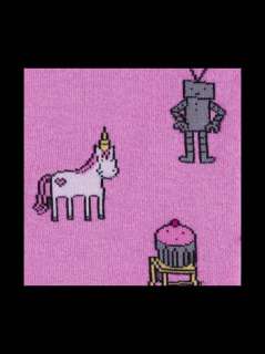 New Wave 80s Punk Retro Robot Cupcake Unicorn Heart Pink Gray KNEE 