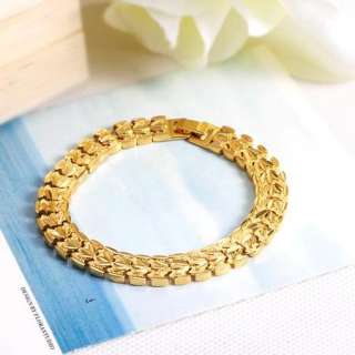 Fashion 18K Solid Yellow Gold Filled bracelet 200*10mm  