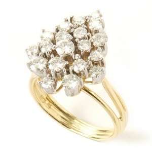  / Yellow Gold Cluster Pear Spread Moissanite Size 6.5 Ring Jewelry