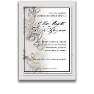   Rectangular Wedding Invitations   Pearl Flower Amore