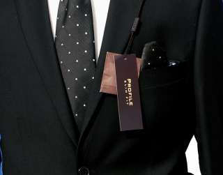 Profile Jet Black Herringbone Slim Cut Mens Dress Suit  
