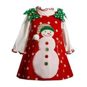  Red Snowman Jumper Dress with Bows (3T)   X17769 