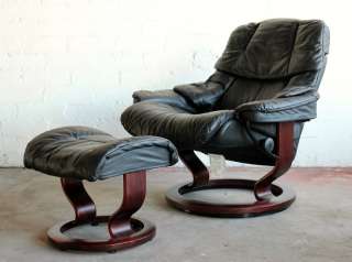 NEW PERFECT BLACK LEATHER EKORNES STRESSLESS LARGE RECLINER 