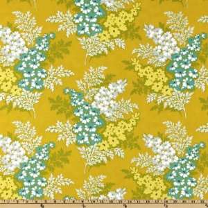  56 Wide Nicey Jane Laminated Cotton Picnic Bouquet Gold 