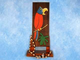 PARROT & PALM LEAF RELIEF   12 CARVED & PAINTED   TROPICAL DECOR 