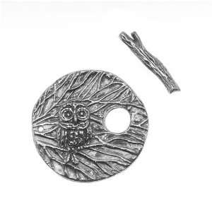  Green Girl Studios Pewter Round Owl Branch Toggle Clasp 