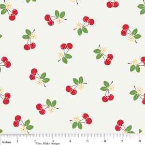 Riley Blake Fabric Sew Cherry Line Sew Cherries White   per 1/2 yd 