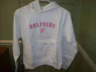 Miami Dolphins Hooded White Sweatshirt sz Girls Large 14  