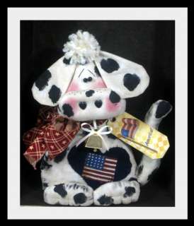 Primitive Americana~Ma Moo Cow~Shelf Sitter w/Cowbell  