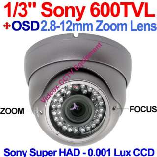 SONY HAD CCD 600TVL 2.8 12mm Zoom Varifocal IR Night Vision CCTV 