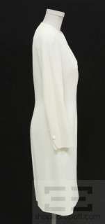 Oscar de la Renta Studio Cream Long Asymmetrical Button Jacket Size 6 