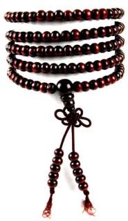 MALA RED SANDALWOOD Wrap Bracelet 216 Prayer Bead 1.6mm  