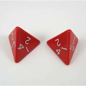  Red Jumbo Polyhedral 4 Sided Dice   Set of 2 Toys & Games