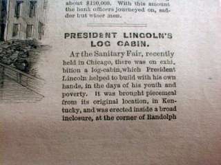   newspaper ABRAHAM LINCOLN s ORIGINAL LOG CABIN in KENTUCKY View