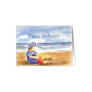   Birthday Baby Boy Ocean Beach Summer Sky Watercolor Card Toys & Games