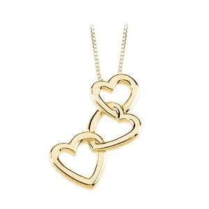  14K Yellow Gold Linked Hearts Pendant with Chain Katarina 