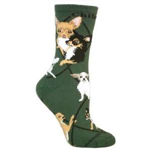  Chihuahua Green Cotton Dog Novelty Socks for Adults 9 11 